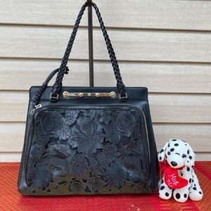 Valentino Garavani Embroidered Black Calfskin Bag